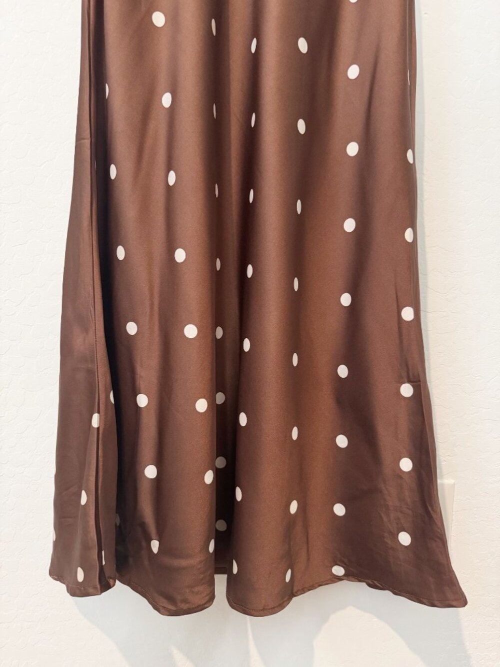 Petal and Pup Arella Maxi Dress Size 6 Brown Polka Dot Lace Trim Satin Romantic - Picture 5 of 14